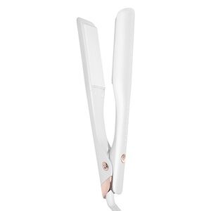 T3 Sleek White Ceramic Hair Straightener with Rose Gold Accents